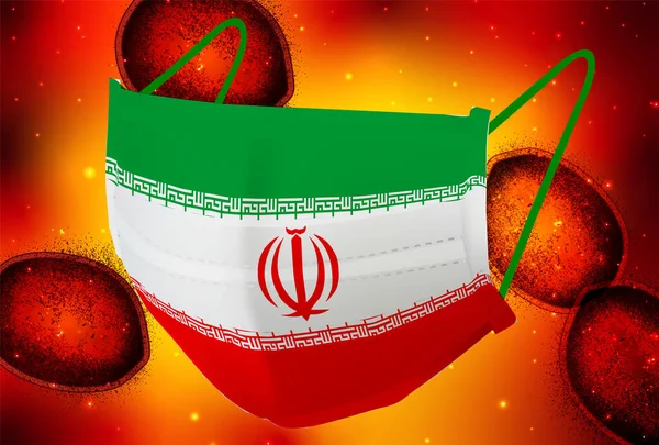 Iran Maschera Corona Virus Sfondo — Vettoriale Stock