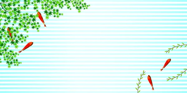 金魚夏の暑い夏 日本の紙の背景 — ストックベクタ