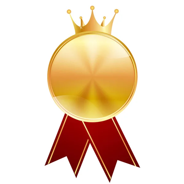 Medal Gold Crown Ribbon Icon — ストックベクタ
