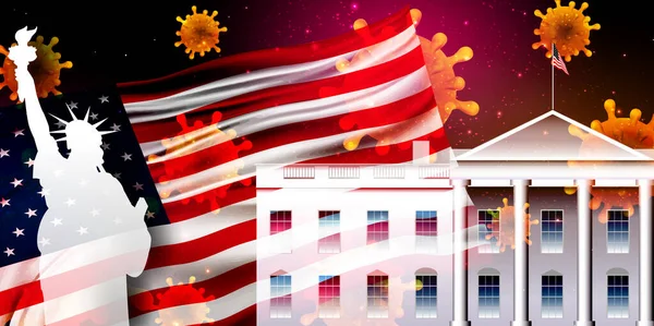 Amerikaanse Corona Virus Nationale Vlag Achtergrond — Stockvector