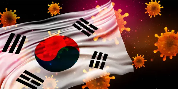 Korea Corona Nationale Vlag Virus Achtergrond — Stockvector