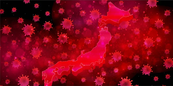 Corona病毒地图日本背景 — 图库矢量图片