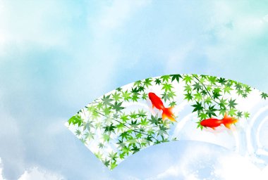 Japon balığı suluboya arka plan sıcak yaz arkaplanı