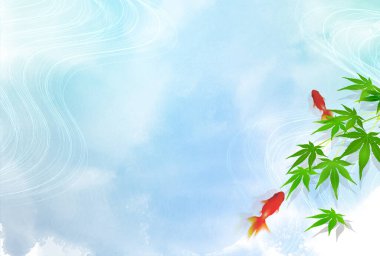 Japon balığı suluboya arka plan sıcak yaz arkaplanı