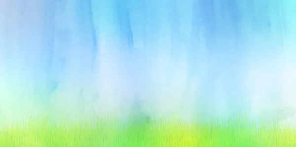 水彩空の牧草地 日本の紙の背景 — ストックベクタ