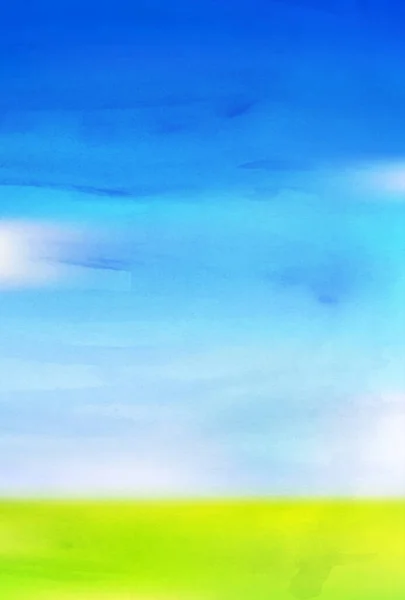 Grasland Himmel Blau Aquarell Hintergrund — Stockvektor