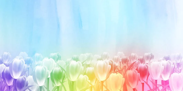 チューリップ水彩の花のカラフルな背景 — ストックベクタ