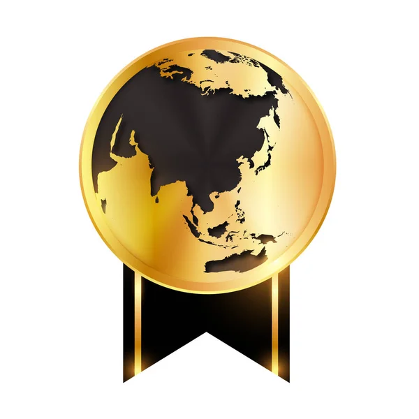 Medal World Ribbon Map Symbol — Stockvektor