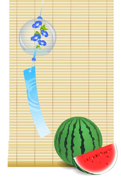 Vattenmelon Akvarell Varm Sommar Bakgrund — Stock vektor