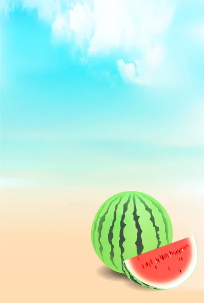 Wassermelone Aquarell Heißen Sommer Hintergrund — Stockvektor