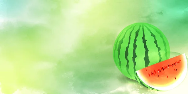 Wassermelone Aquarell Sommer Kreis Hintergrund — Stockvektor