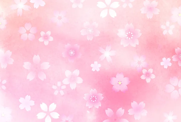Kiraz Çiçekleri Japon Kağıt Suluboya Arka Planı — Stok Vektör
