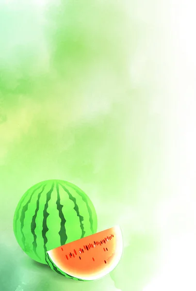 Wassermelone Aquarell Sommer Japanisches Papier Hintergrund — Stockvektor