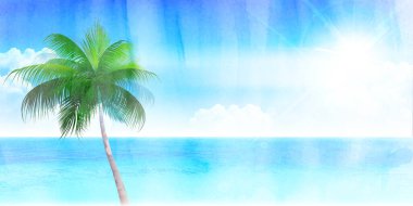 Deniz suluboya yazı selamlama arka planı