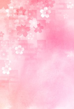 Kiraz Çiçekleri Japon kağıt suluboya arka planı