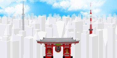 Tokyo binası üç boyutlu kare arkaplan