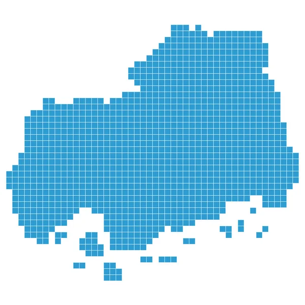 Hirošima Mapa Tečka Modrá Ikona — Stockový vektor