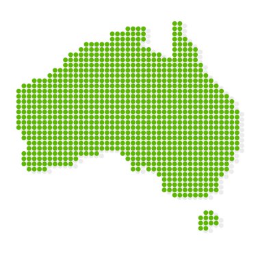 Avustralya haritası yeşil nokta simgesi