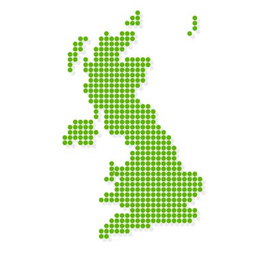 United Kingdom map green dot icon clipart