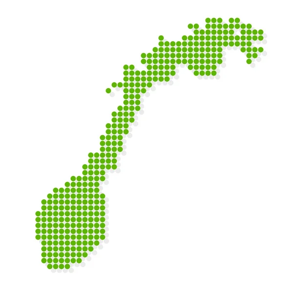 Mappa Norvegia Icona Puntino Verde — Vettoriale Stock