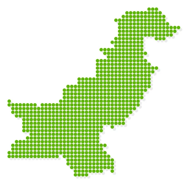 Pakistan Haritası Yeşil Nokta Simgesi — Stok Vektör