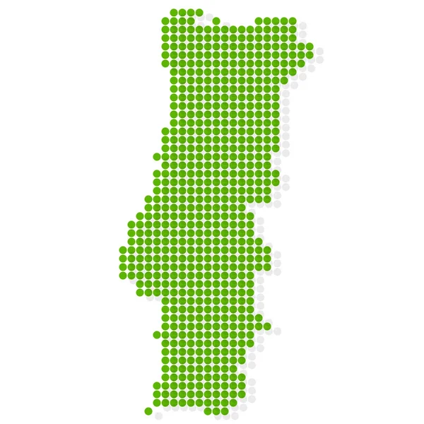 Portugal Map Green Dot Icon — Stock Vector