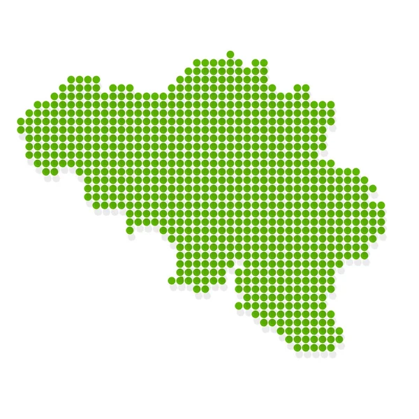 Belgie Mapuje Ikonu Zelené Tečky — Stockový vektor