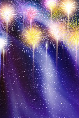 Havai fişekler Tanabata Samanyolu arka planı