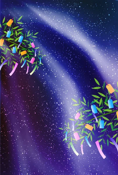 Tanabata Vía Láctea Decoración Fondo — Archivo Imágenes Vectoriales