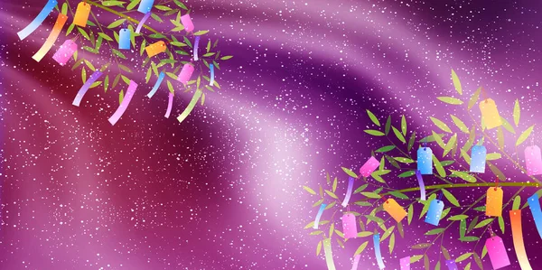 Tanabata Láctea Decoração Fundo — Vetor de Stock