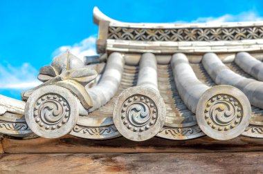 Süslü tasarım son adet kiremit geleneksel Japonca ve Çince mimarileri.