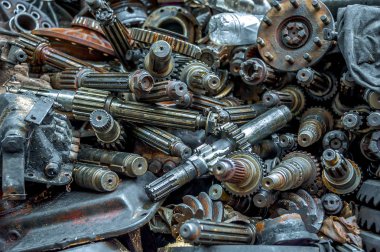 Motor parçaları, kullanılan Metal dişliler. El motor parçaları.