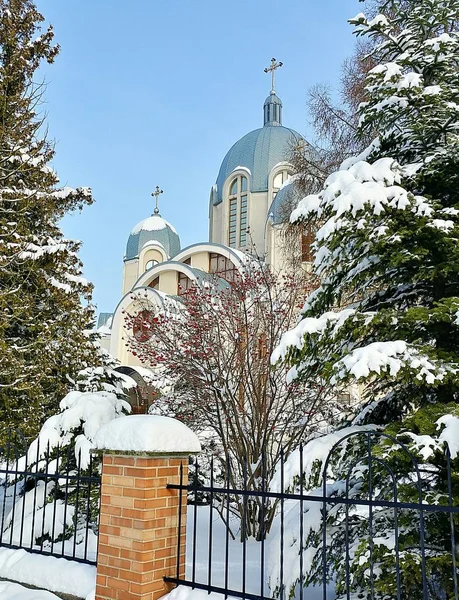 Gereja Hari Musim Dingin Ternopil Ukraina — Stok Foto