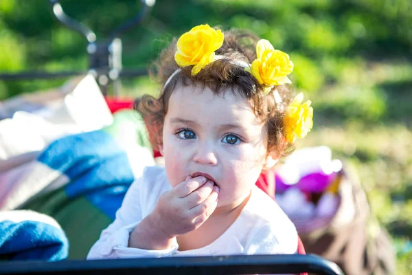 Pretty Little Girl Springtime — Stock Photo, Image