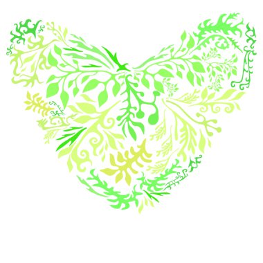 Vektör çimen kalbinde yeşil, izole