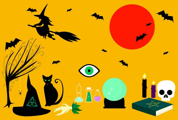 Colección brujas trucos . — Vector de stock