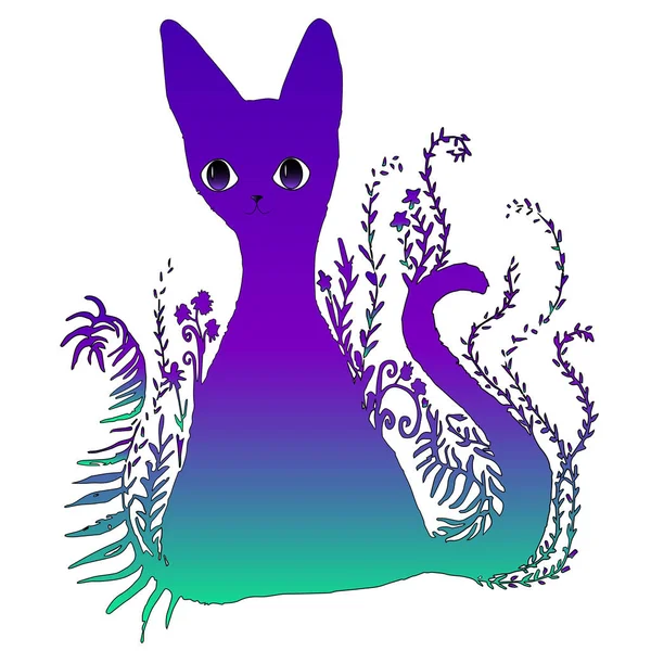 Design is a bright colorful surreal surreal cat. — Stock Vector