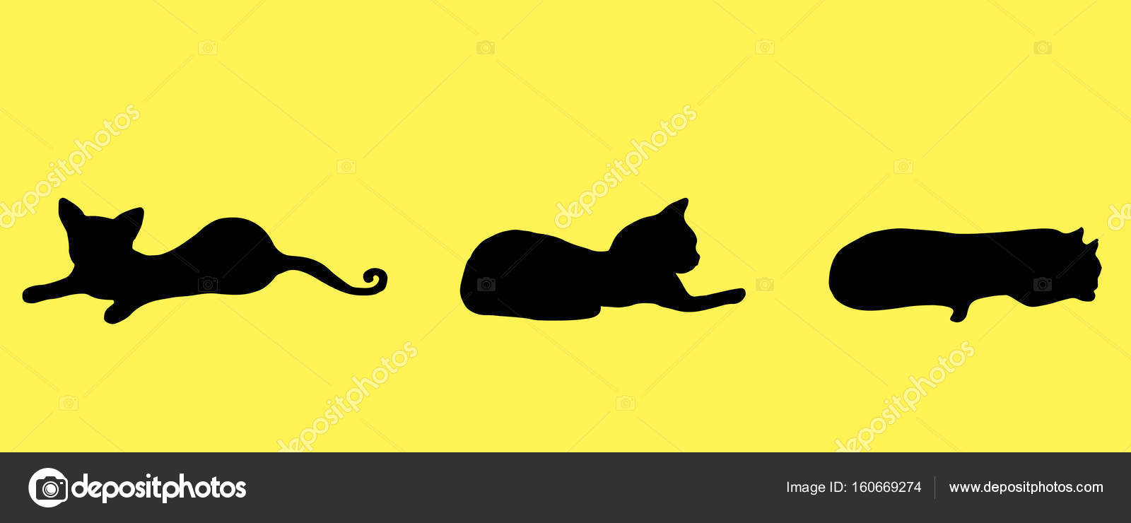 Colección silueta tres negro pequeño, divertido, gatito juguetón