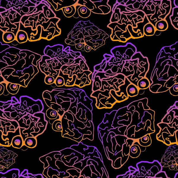 Безшовний психоделічний візерунок мозку, градієнтний фіолетовий апельсин — стоковий вектор