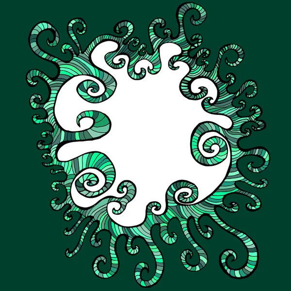 Soyut, psychedelic, dekoratif dalgalar, yeşil tonları çerçeve, ISO
