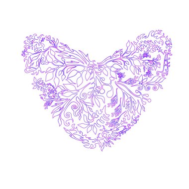 Purple heart bir çiçek ve bitki örtüsü şeklinde. Vektör illustr