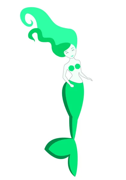 Petit, dessin animé, fée, turquoise, magique, sirène, isolé . — Image vectorielle