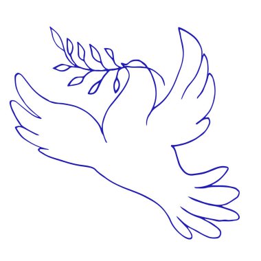 Gaga, kuş, mavi kontur, silüeti şube ile güvercin