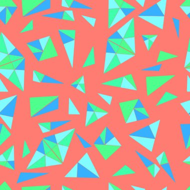 Birçok küçük üçgen mavi renkte parlak, geometrik desen, 