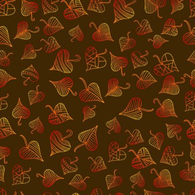 Çok renkli, parlak dekoratif yaprakları seamless modeli, heyecanlı