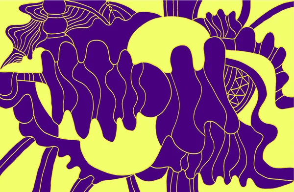 Fond abstrait décoratif lumineux, couleur jaune violette, psychose — Image vectorielle