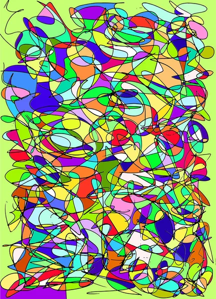 Scribbles padrão multicolorido abstrato, fundo de vidro manchado — Vetor de Stock