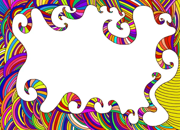 Etnia quadro colorido, fundo abstrato decorativo, doodle ps — Vetor de Stock