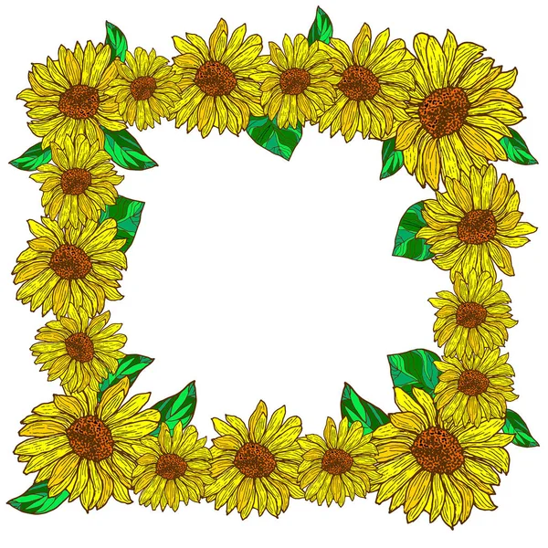 Flower decorative frame with sunflowers
