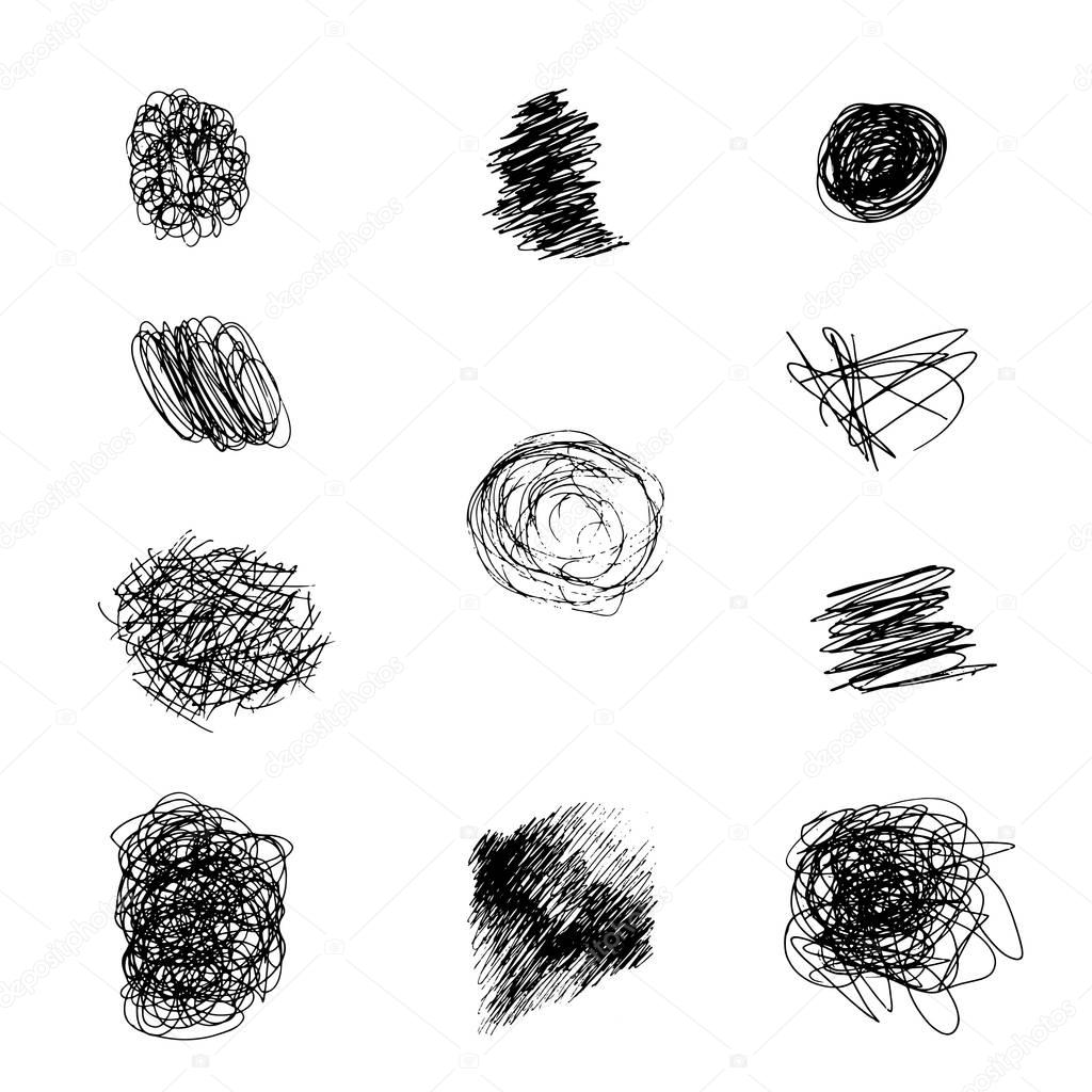 Collection of black and white abstract doodle